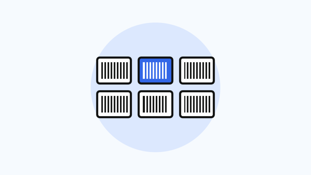 バーコードラベルの付いた商品の管理単位（SKU）を表したイラスト