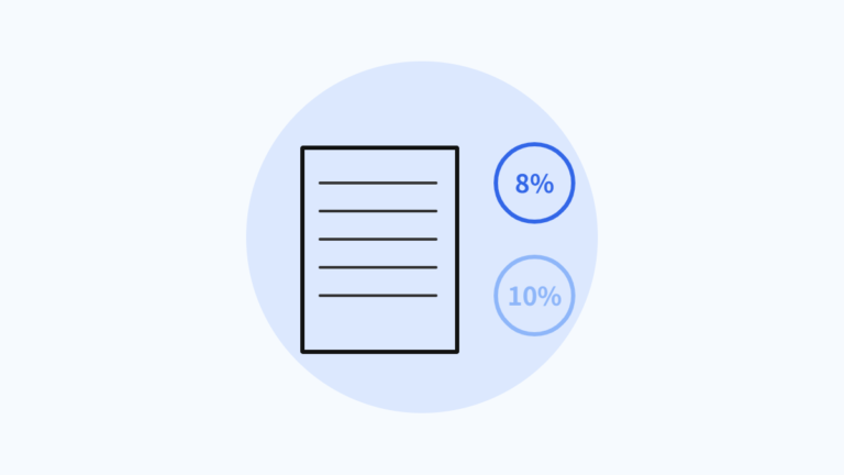 消費税8%と10%の税率タグと領収書を表した軽減税率のイラスト